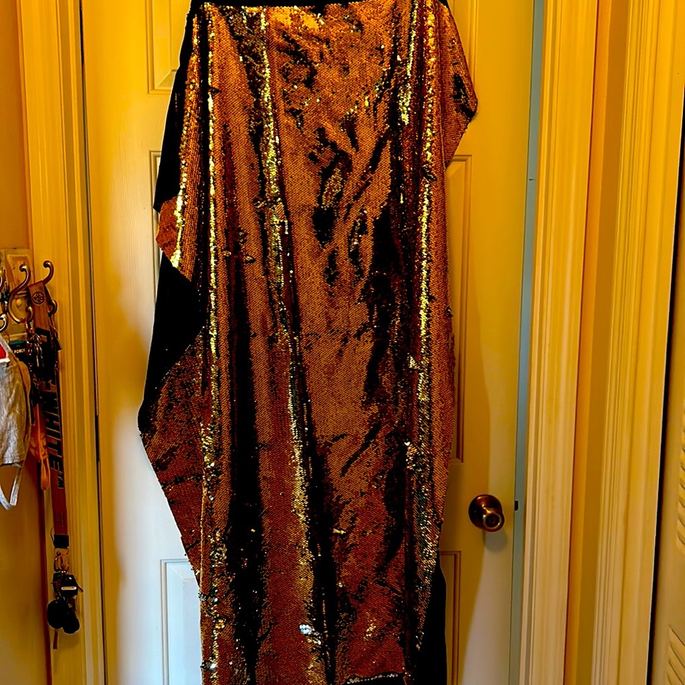 Gold and Black Sequins Fabric